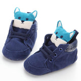 Puseky New Baby Boy Girls Shoes Cute Cartoon Bear Fox First Walkers Canvas Sneaker Anti-slip Soft Sole Toddler Shoes Footwear - Almoni Express