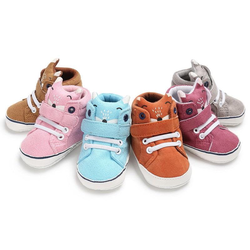 Puseky New Baby Boy Girls Shoes Cute Cartoon Bear Fox First Walkers Canvas Sneaker Anti-slip Soft Sole Toddler Shoes Footwear - Almoni Express