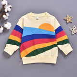 Rainbow Print Long Sleeve Round Neck Children's Clothing For Men And Women - Almoni Express