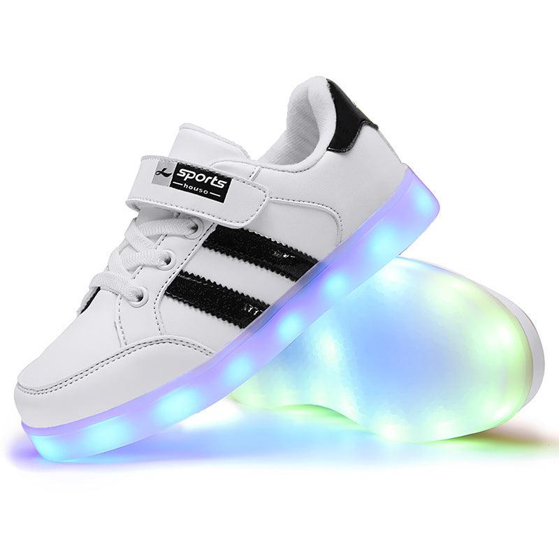 Rechargeable LED Small White Shoes For Children - Almoni Express