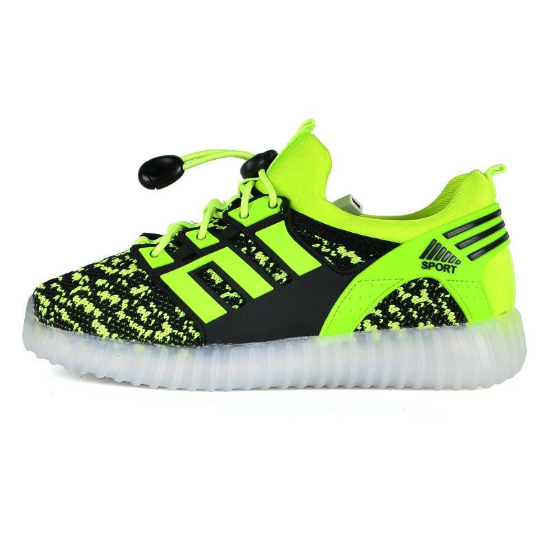 Rechargeable Luminous Shoes Children Shoes USB Colorful Flying Woven Light Shoes - Almoni Express