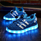 Rechargeable Luminous Shoes Children Shoes USB Colorful Flying Woven Light Shoes - Almoni Express