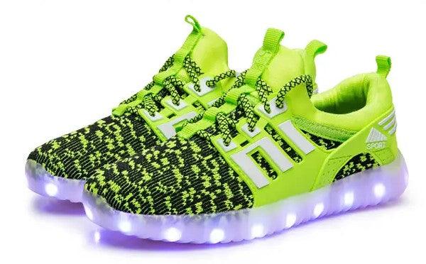 Rechargeable Luminous Shoes Children Shoes USB Colorful Flying Woven Light Shoes - Almoni Express