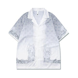 Retro Style Shirt Outfit Casual Silver White Stone Statue Printing - AL MONI EXPRESS