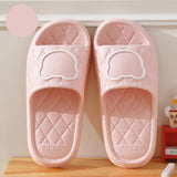 Rhombus Design Bear Slippers Indoor Non-slip Thick Soles Floor Bedroom Bathroom Slippers For Women Men Cute House Shoes - AL MONI EXPRESS