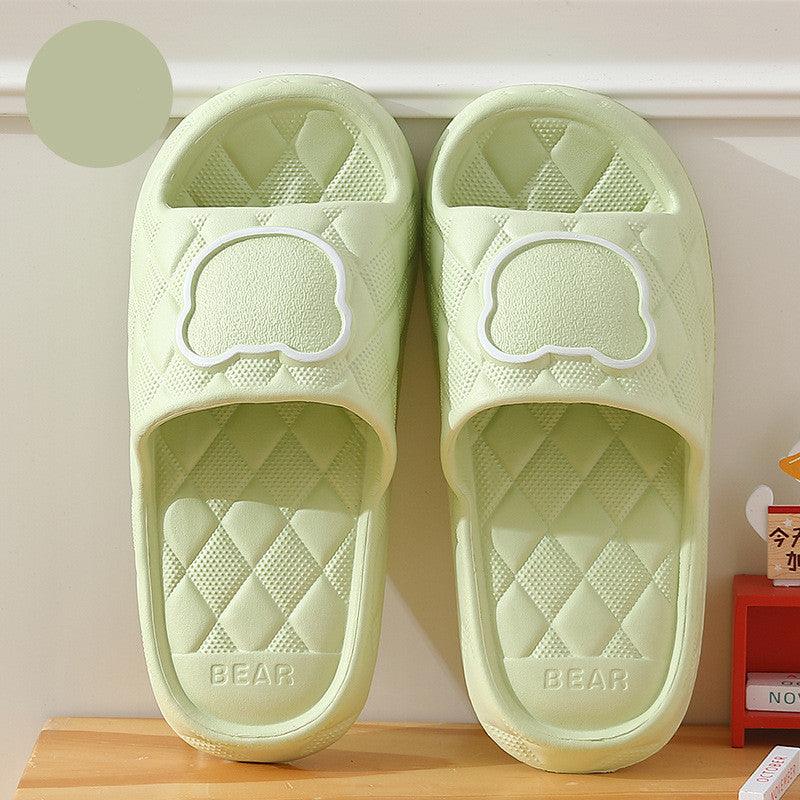 Rhombus Design Bear Slippers Indoor Non-slip Thick Soles Floor Bedroom Bathroom Slippers For Women Men Cute House Shoes - AL MONI EXPRESS