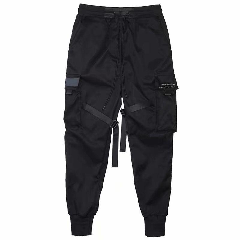 Ribbons Harem Joggers Men Cargo Pants Streetwear Hip Hop Casual Pockets Cotton Track Pants - AL MONI EXPRESS