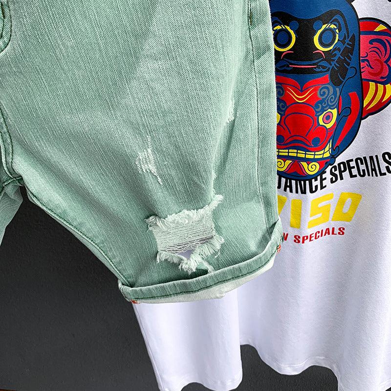 Ripped denim shorts - Almoni Express