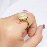 Rotating SUNFLOWER Full Diamond Sunflower Ring - AL MONI EXPRESS