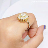 Rotating SUNFLOWER Full Diamond Sunflower Ring - AL MONI EXPRESS