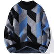 Round Neck Sweater Autumn And Winter Cool Contrast Color Sweater - Almoni Express