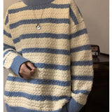 Round Neck Sweater Boys Design Sense Stripe Trendy - Almoni Express