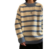 Round Neck Sweater Boys Design Sense Stripe Trendy - Almoni Express