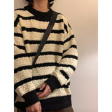 Round Neck Sweater Boys Design Sense Stripe Trendy - Almoni Express