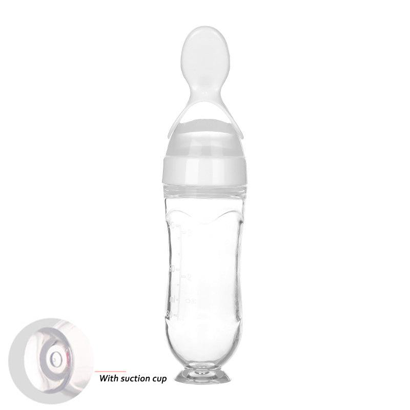 Safe Newborn Baby Feeding Bottle Toddler Silicone Squeeze Feeding Spoon Milk Bottle Baby Training Feeder Food Supplement - Almoni Express