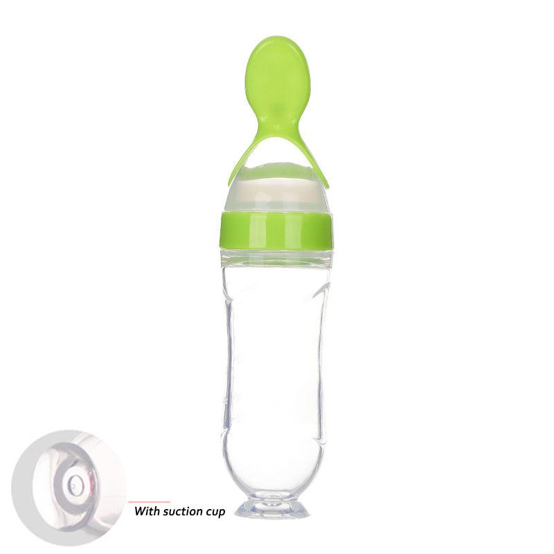 Safe Newborn Baby Feeding Bottle Toddler Silicone Squeeze Feeding Spoon Milk Bottle Baby Training Feeder Food Supplement - Almoni Express