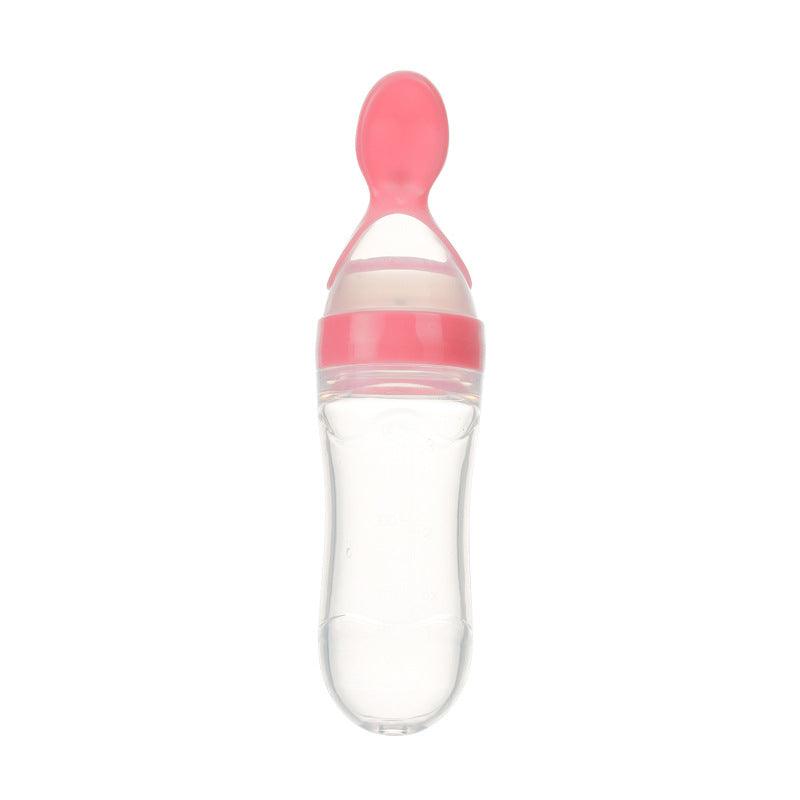 Safe Newborn Baby Feeding Bottle Toddler Silicone Squeeze Feeding Spoon Milk Bottle Baby Training Feeder Food Supplement - Almoni Express