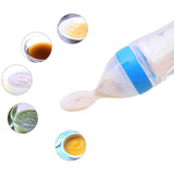 Safe Newborn Baby Feeding Bottle Toddler Silicone Squeeze Feeding Spoon Milk Bottle Baby Training Feeder Food Supplement - Almoni Express