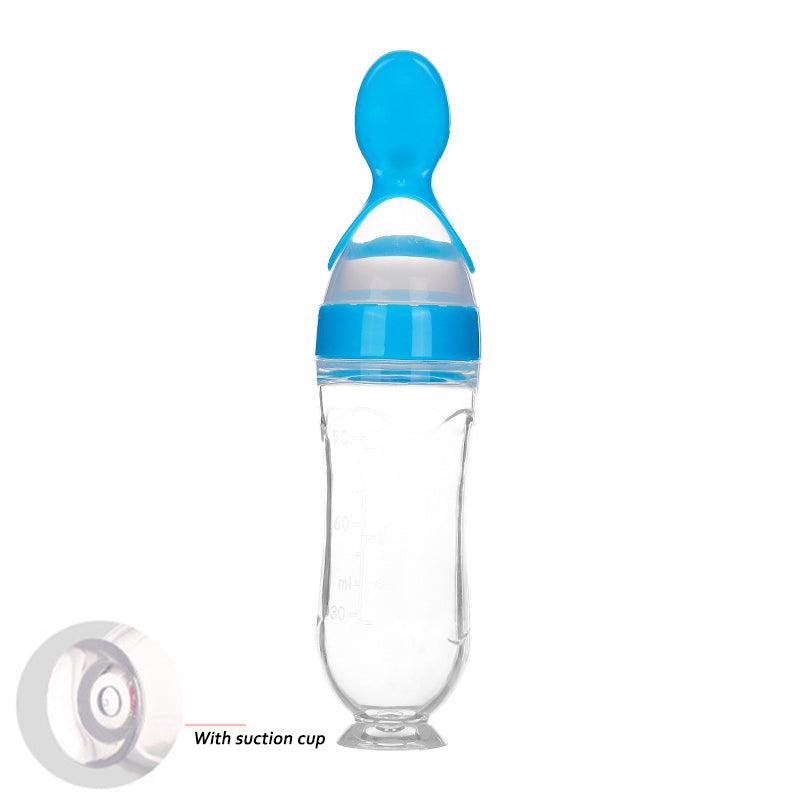 Safe Newborn Baby Feeding Bottle Toddler Silicone Squeeze Feeding Spoon Milk Bottle Baby Training Feeder Food Supplement - Almoni Express