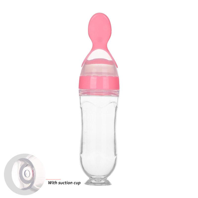 Safe Newborn Baby Feeding Bottle Toddler Silicone Squeeze Feeding Spoon Milk Bottle Baby Training Feeder Food Supplement - Almoni Express