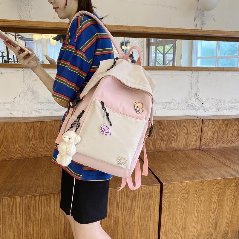 Schoolbag Female New Korean Version Of The Trend Of College Style Ins Girl Backpack Japanese Junior High School Student Backpack - Almoni Express