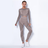 Seamless Knitted Absorbent Yoga Long-Sleeved Suit Yoga Wearsuit - AL MONI EXPRESS