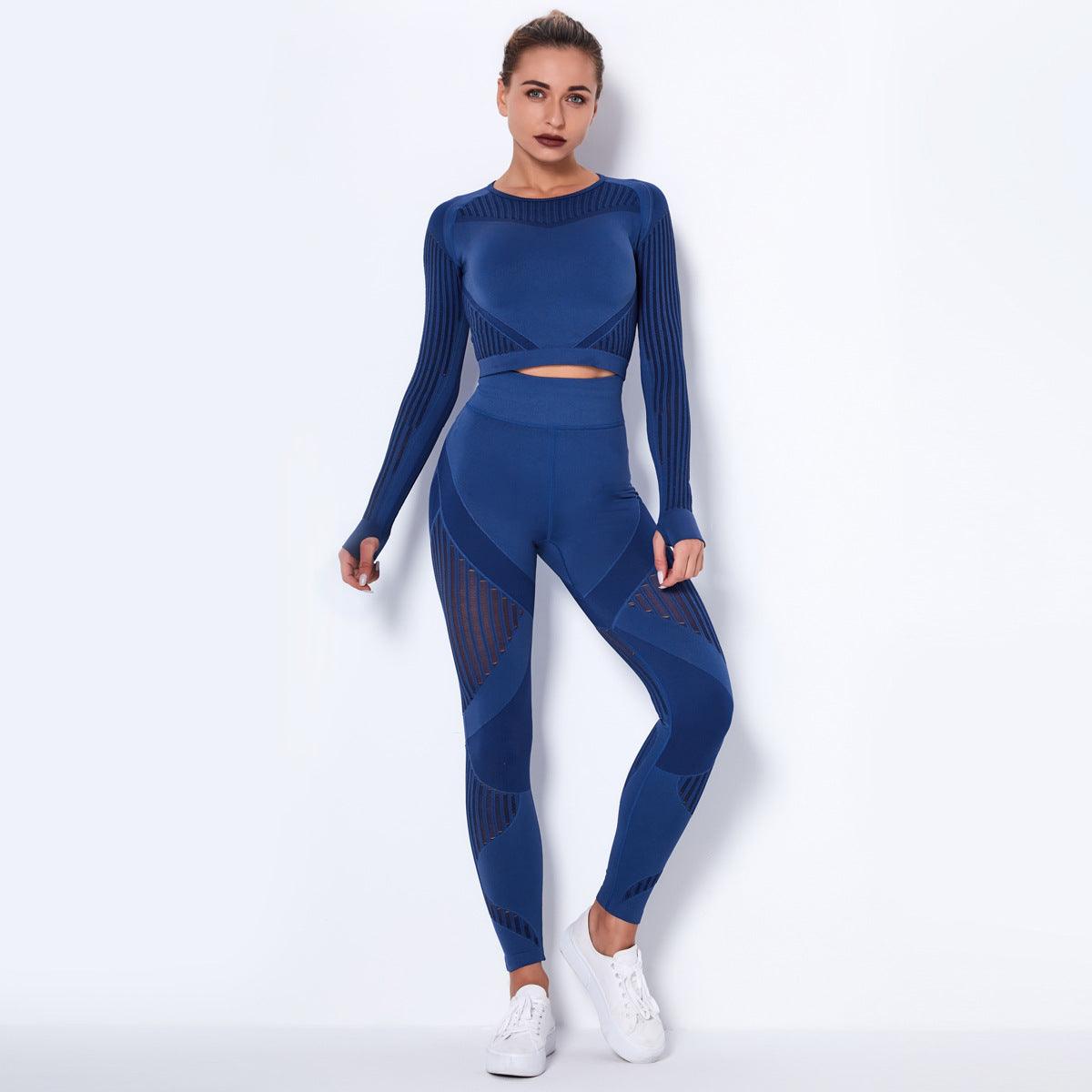 Seamless Knitted Absorbent Yoga Long-Sleeved Suit Yoga Wearsuit - AL MONI EXPRESS