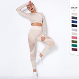 Seamless Knitted Absorbent Yoga Long-Sleeved Suit Yoga Wearsuit - AL MONI EXPRESS