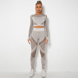 Seamless Knitted Absorbent Yoga Long-Sleeved Suit Yoga Wearsuit - AL MONI EXPRESS