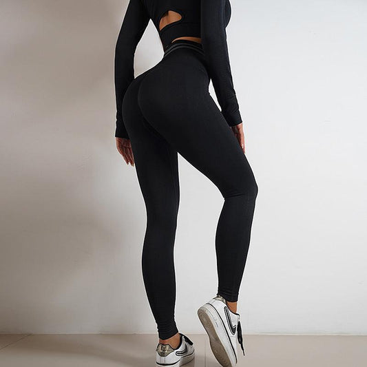 Seamless Yoga Pants Sports Gym Fitness Leggings Or Long Sleeve Tops Outfits Butt Lifting Slim Workout Sportswear Clothing - AL MONI EXPRESS