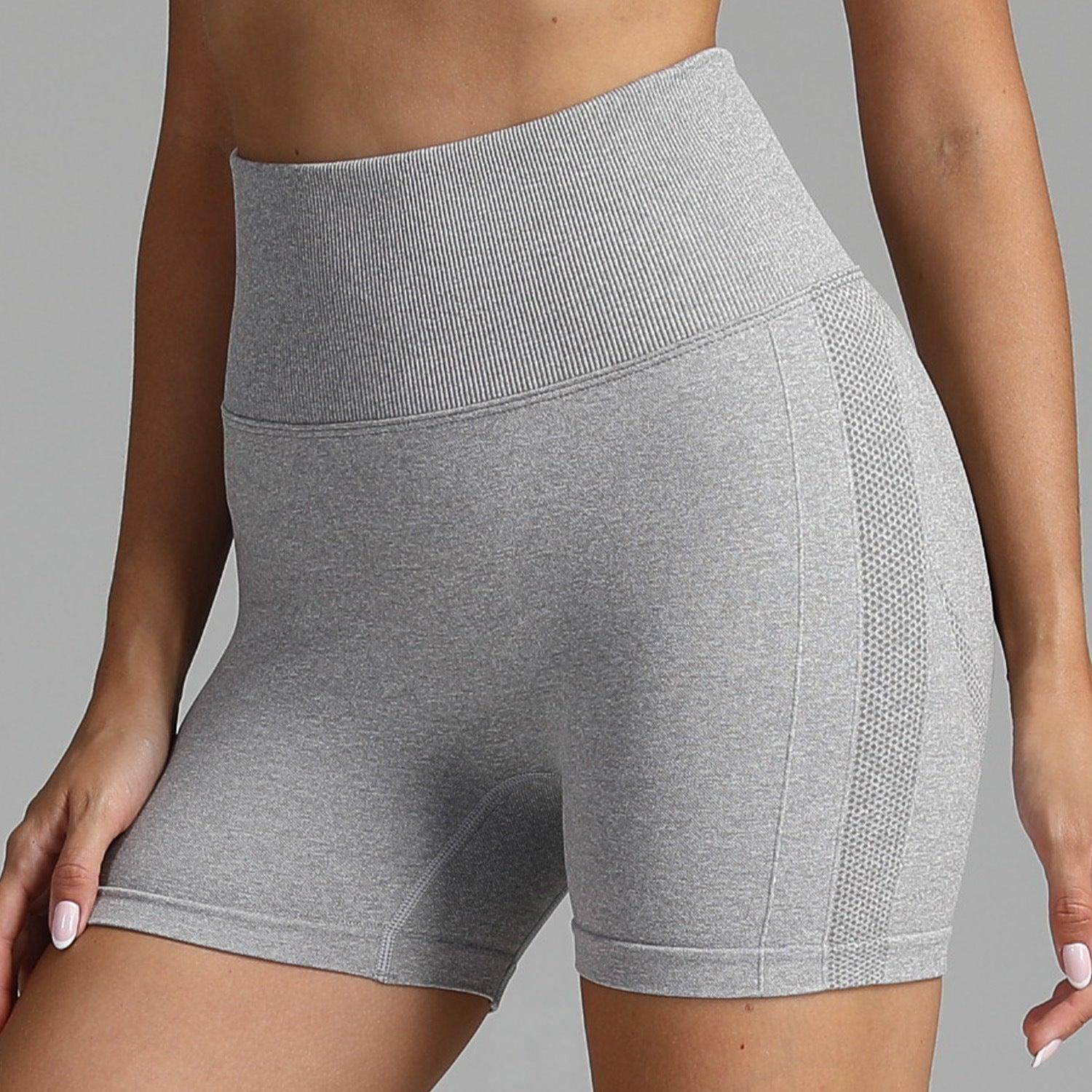 Seamless Yoga Shorts Women Solid Color High Waist Hip-lifting Fitness Pants Running Sweatpants - AL MONI EXPRESS