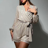 Sequined Long Sleeve Dress Women - AL MONI EXPRESS