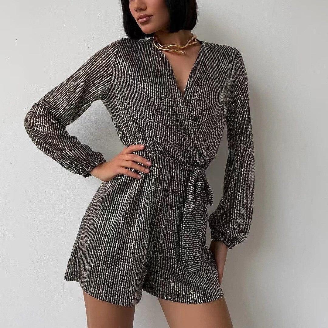 Sequined Long Sleeve Dress Women - AL MONI EXPRESS