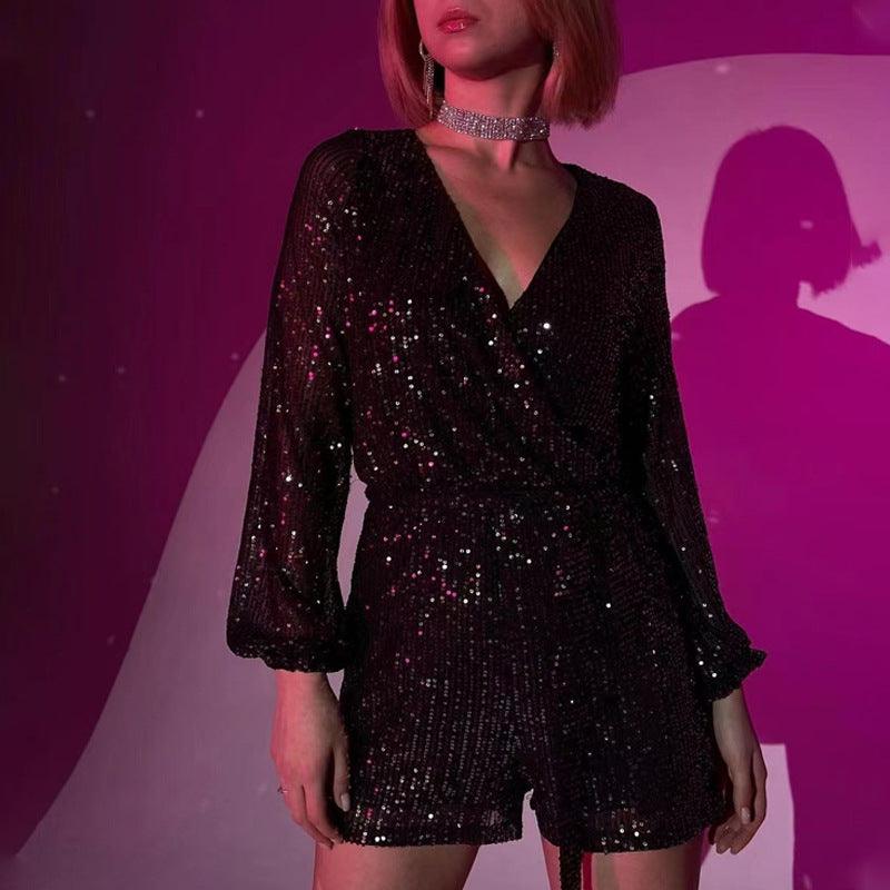 Sequined Long Sleeve Dress Women - AL MONI EXPRESS