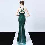 Sequined Party Dress Long Banquet Slim Fishtail - Almoni Express