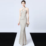 Sequined Party Dress Long Banquet Slim Fishtail - Almoni Express