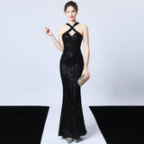 Sequined Party Dress Long Banquet Slim Fishtail - Almoni Express