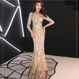 Sexy fishtail dress in sequined evening dress - Almoni Express