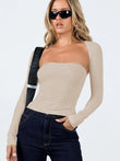 Sexy Tube Top Cinched Waist T-shirt Long Sleeve Tight Two-piece Blouse Women's Top - AL MONI EXPRESS