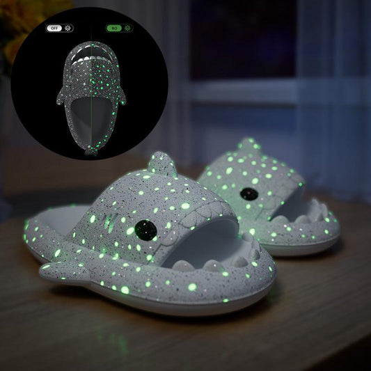 Shark Slippers With Starry Night Light Design Bathroom Slippers Couple House Shoes For Women - AL MONI EXPRESS