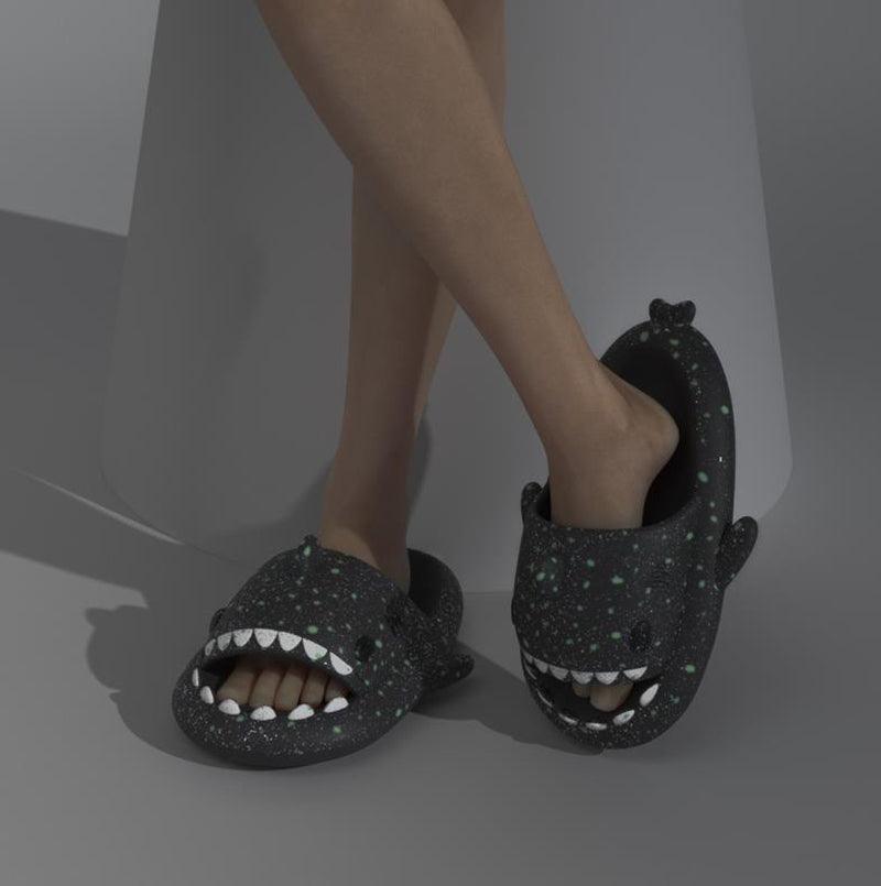 Shark Slippers With Starry Night Light Design Bathroom Slippers Couple House Shoes For Women - AL MONI EXPRESS