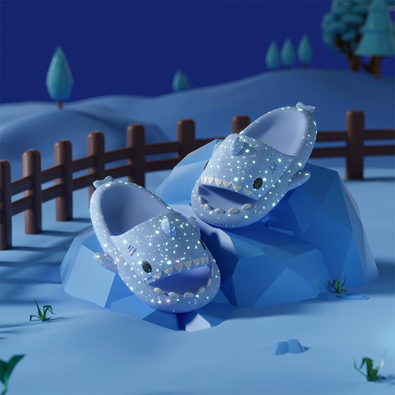 Shark Slippers With Starry Night Light Design Bathroom Slippers Couple House Shoes For Women - AL MONI EXPRESS