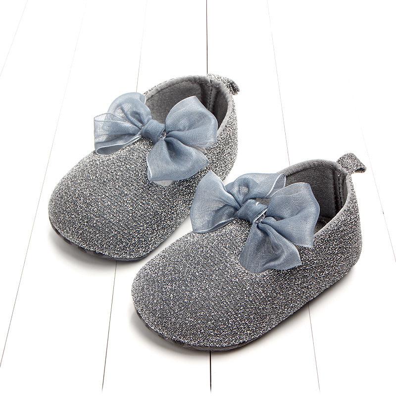 Shiny Ribbon Bow Female Baby Shoes Baby Shoes Toddler Shoes - Almoni Express