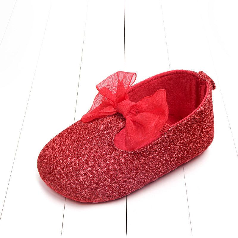 Shiny Ribbon Bow Female Baby Shoes Baby Shoes Toddler Shoes - Almoni Express