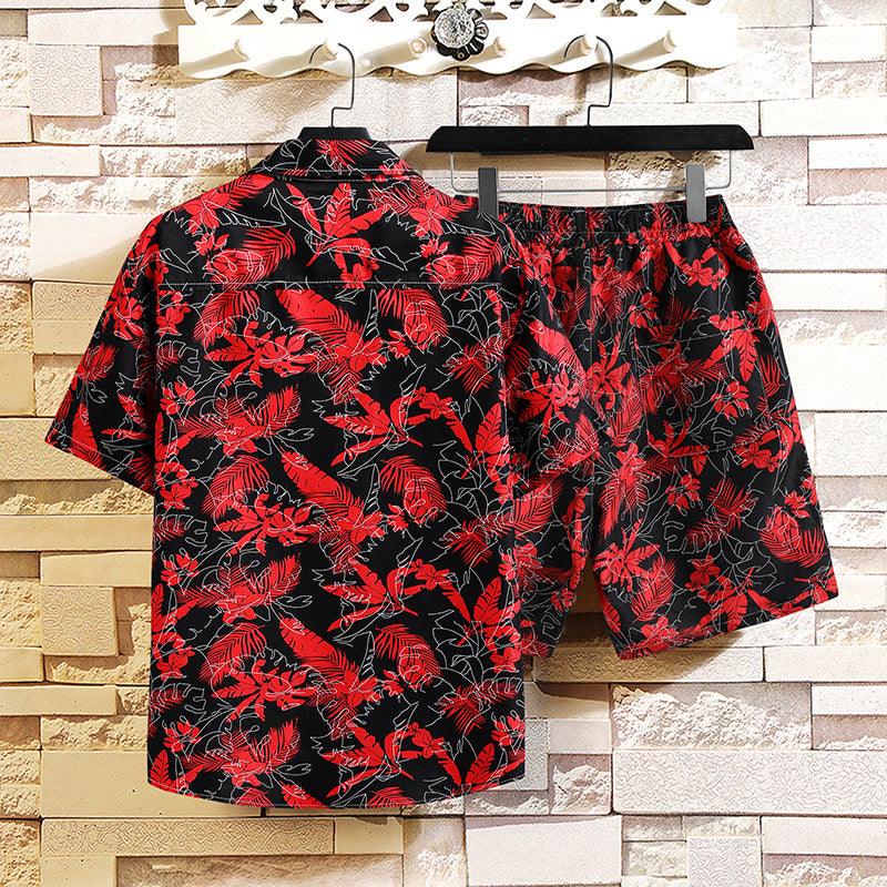 Shirt Printed Men's Short Sleeve Shirt Shorts Suit - AL MONI EXPRESS