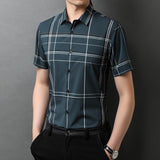 Short Sleeve Plaid Shirt Trendy Thin Young And Middle-aged Half Sleeve Lining - AL MONI EXPRESS