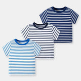 Short-sleeved Striped T-shirt Casual Boy Clothes - Almoni Express