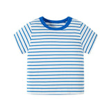 Short-sleeved Striped T-shirt Casual Boy Clothes - Almoni Express