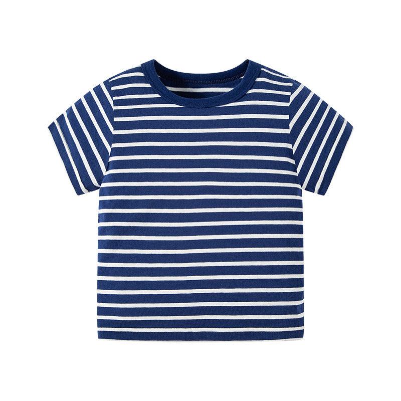 Short-sleeved Striped T-shirt Casual Boy Clothes - Almoni Express