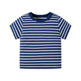 Short-sleeved Striped T-shirt Casual Boy Clothes - Almoni Express